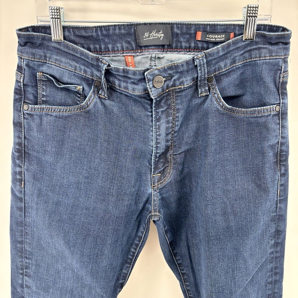34 Heritage Courage Men's 33x32 Mid Rise Straight Blue Stretch Jeans
